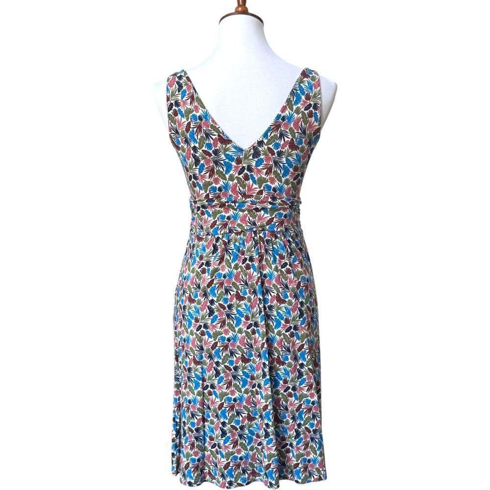 Boden Effie Palm Leaf Print V-Neck Sleeveless Midi Fit & Flare Dress Multi US 4P - Picture 9 of 16